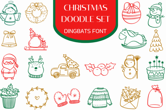 Christmas Doodle Set: A Festive Dingbat Font for Editorial Joy