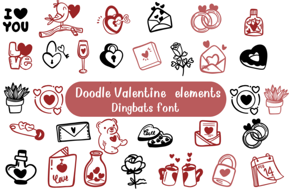 Doodle Valentine Elements: A Romantic Dingbats Typeface for Editorial Design